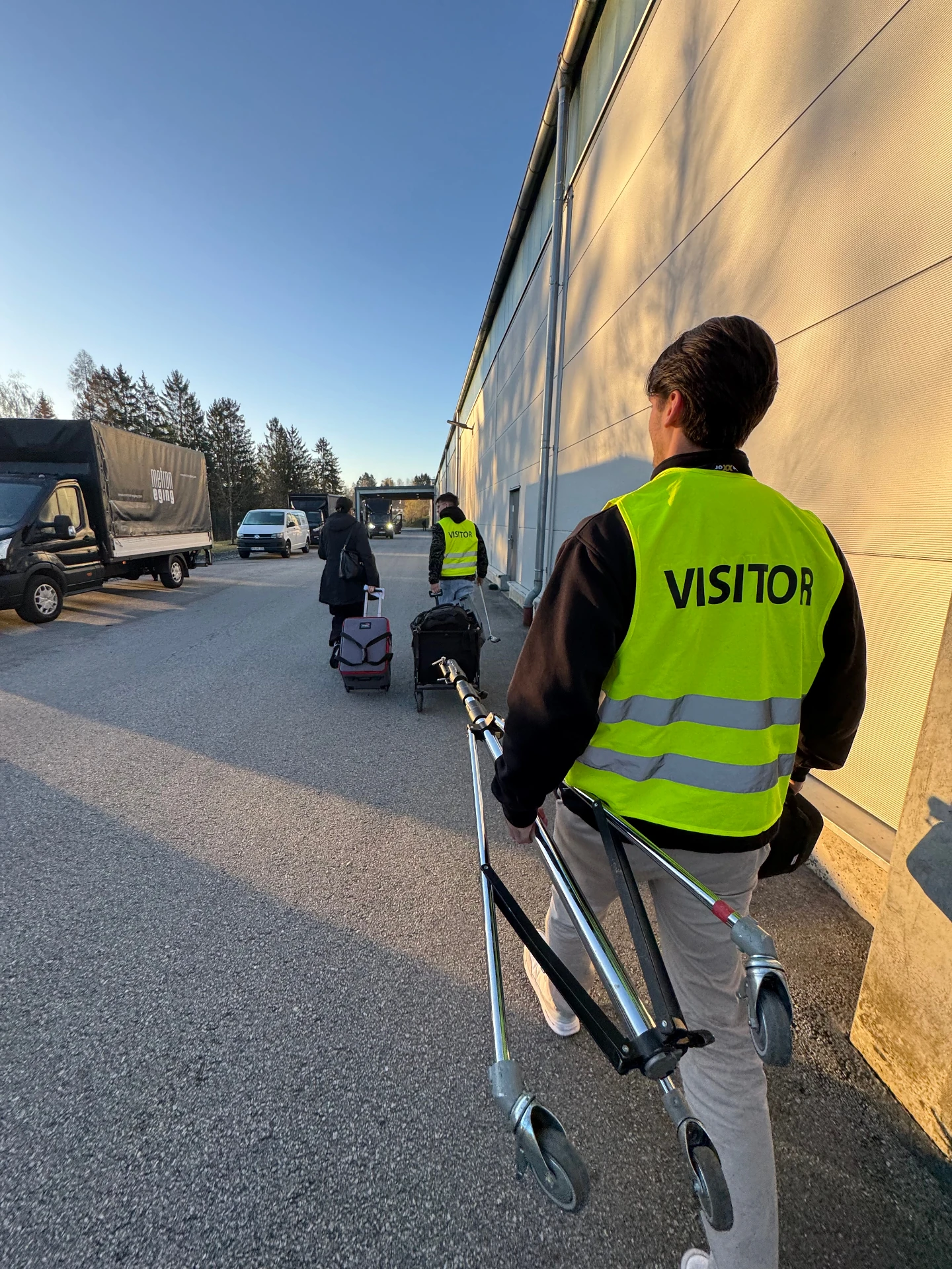 NextFlow Studios crew arriving on set for an aerial film production in Munich