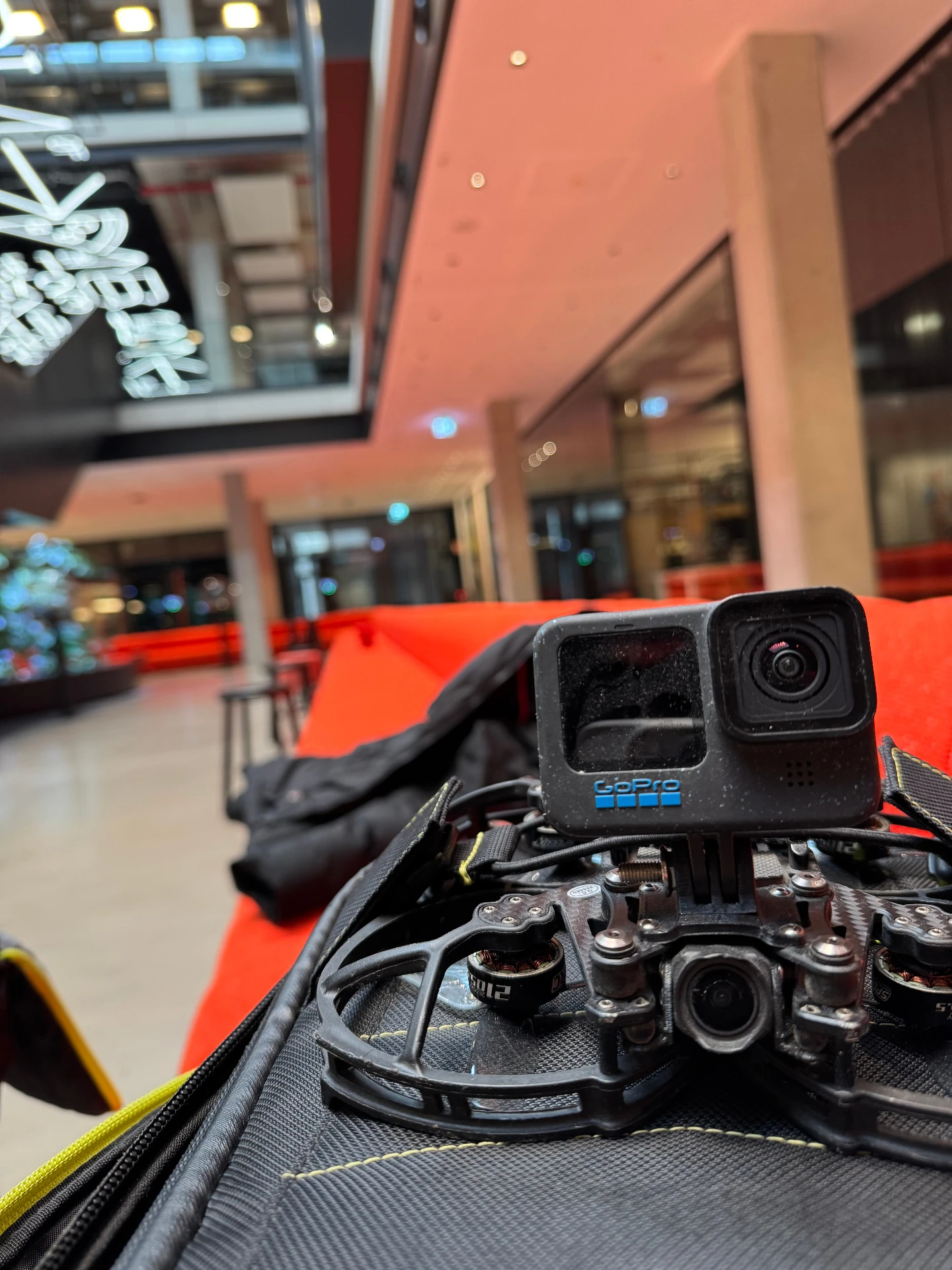 Custom FPV drone rig ready for takeoff on a NextFlow Studios cinematography shoot in Munich
