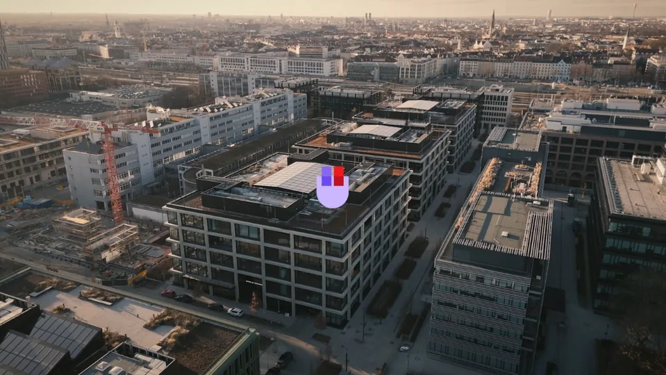 House of Communication commercial 2026 — aerial cinematography and video production for House of Communication by NextFlow Studios, drone film studio in Munich